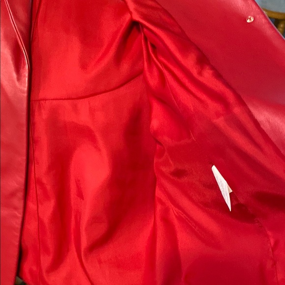 DKNY Women's Red Leather Jacket - Picture 6 of 6